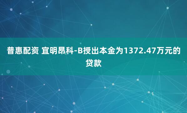 普惠配资 宜明昂科-B授出本金为1372.47万元的贷款