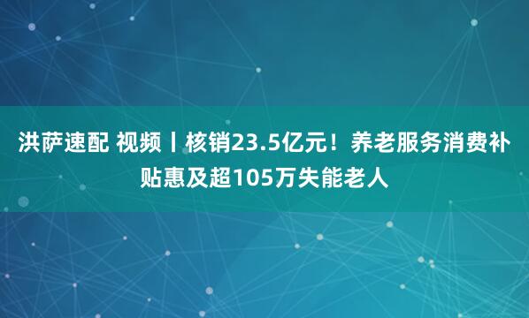 洪萨速配 视频丨核销23.5亿元！养老服务消费补贴惠及超105万失能老人