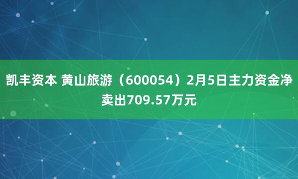 凯丰资本 黄山旅游（600054）2月5日主力资金净卖出709.57万元